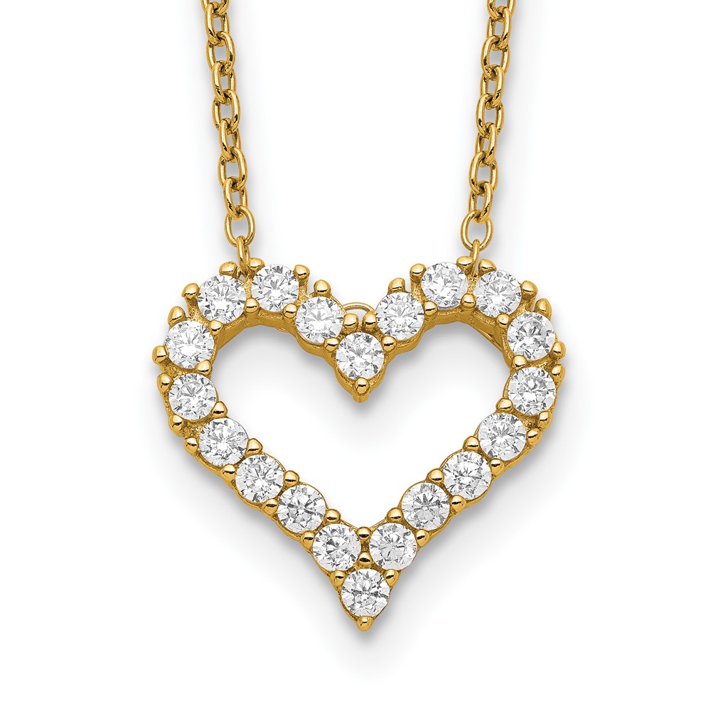 925 Sterling Silver Gold-Tone Cz Heart 16" With 2in Ext. Necklace